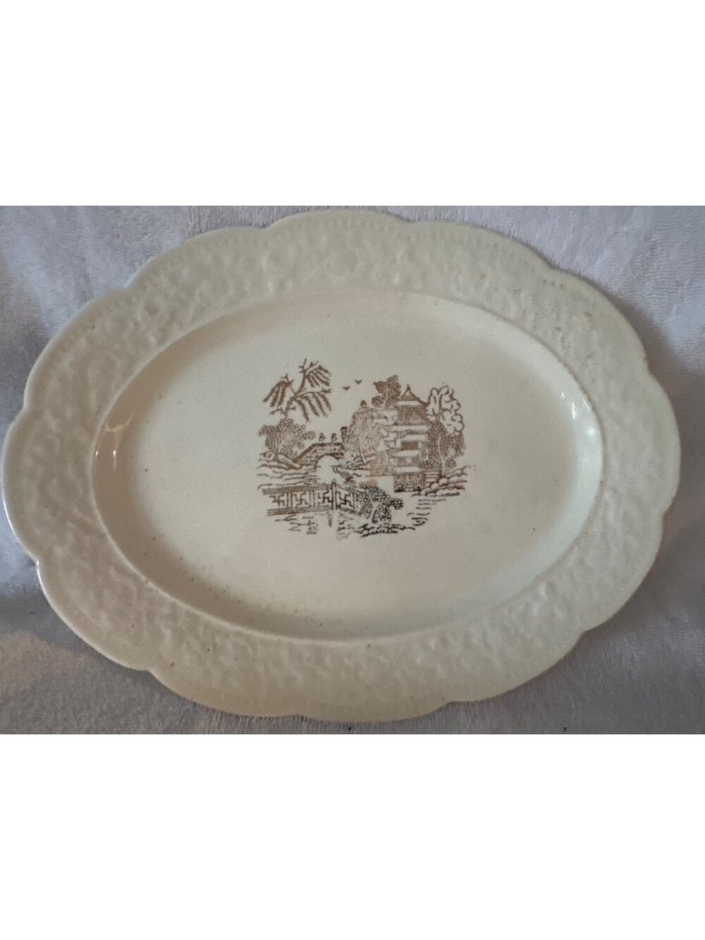 Edwin M. Knowles Oval Platter 22K Gold Trimmed 10” Made In USA